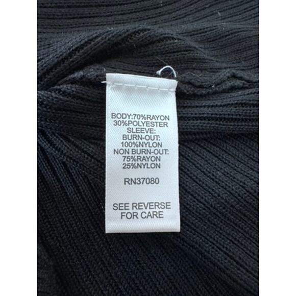 "CATO" Stunning Black Stretch Blouse,Velvet Burnout ,Sheer,Puff Sleeves,SZ 22/24 - Picture 8 of 10